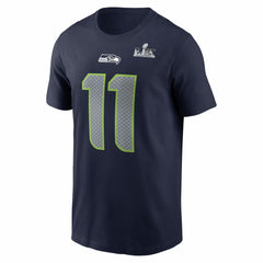 Jaxon Smith-Njigba Seattle Seahawks Super Bowl LX Patch Name & Number T-Shirt College Navy