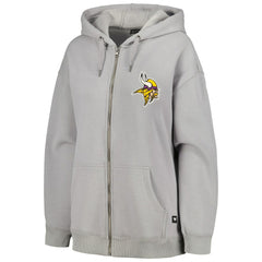 Minnesota Vikings The Wild Collective Women's Faux Fur Lined Tri-Blend Full-Zip Hoodie Gray
