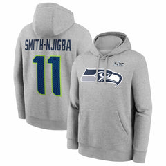 Jaxon Smith-Njigba Seattle Seahawks Super Bowl LX Patch Name & Number Hoodie Heather Gray