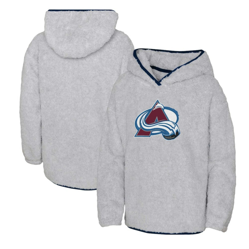 NHL Colorado Avalanche Girls Youth Ultimate Teddy Fleece Pullover Hoodie - Heather Gray