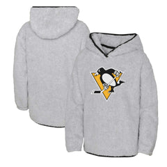 NHL Pittsburgh Penguins Girls Youth Ultimate Teddy Fleece Pullover Hoodie - Heather Gray