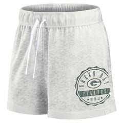 Green Bay Packers Women's Vintage Badge Shorts Oatmeal
