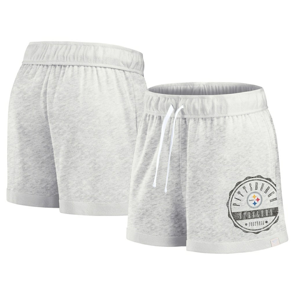 Pittsburgh Steelers Women's Vintage Badge Shorts Oatmeal