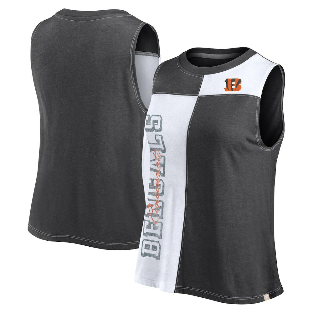 Cincinnati Bengals FanaticsWomen's Script Color Block Tank Top Black/White