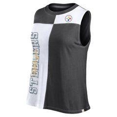 Pittsburgh Steelers FanaticsWomen's Script Color Block Tank Top Black/White