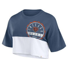 Chicago Bears Women's Boxy Color Split Cropped T-Shirt Navy/White