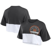 Cincinnati Bengals Women's Boxy Color Split Cropped T-Shirt Black/White