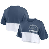 Dallas Cowboys Women's Boxy Color Split Cropped T-Shirt Navy/White