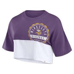 Minnesota Vikings Women's Boxy Color Split Cropped T-Shirt Purple/White