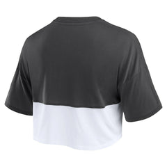 Pittsburgh Steelers Women's Boxy Color Split Cropped T-Shirt Black/White