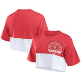 San Francisco 49ers Women's Boxy Color Split Cropped T-Shirt Scarlet/White