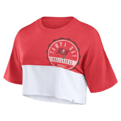 Tampa Bay Buccaneers Women's Boxy Color Split Cropped T-Shirt Red/White