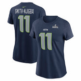 Jaxon Smith-Njigba Seattle Seahawks Women's Super Bowl LX Patch Name & Number T-Shirt College Navy