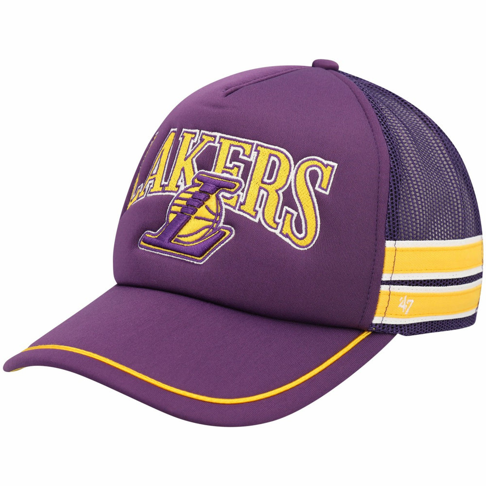 Los Angeles Lakers '47 Sidebrand Stripes Trucker Adjustable Hat Purple