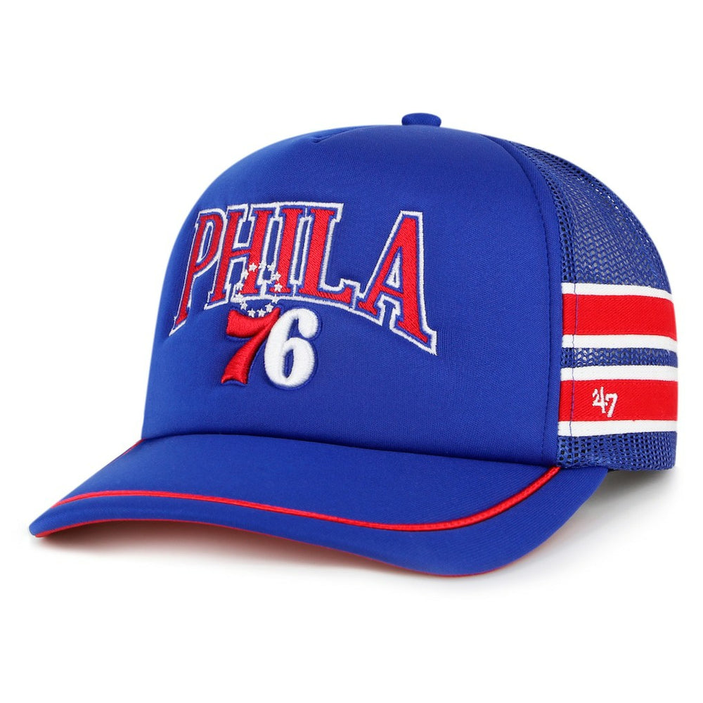 Philadelphia 76ers '47 Sidebrand Stripes Trucker Adjustable Hat Royal