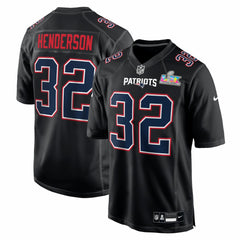 NFL TreVeyon Henderson New England Patriots Super Bowl LX Patch Carbon Fashion Game Jersey - Black