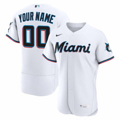 MLB Miami Marlins Nike Home Authentic Custom Jersey - White