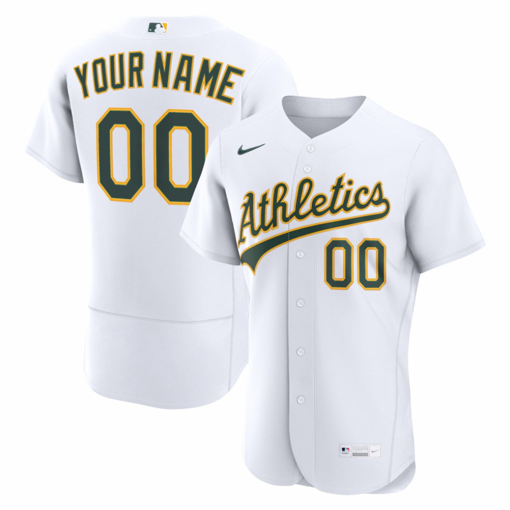 MLB Athletics Nike Home Authentic Custom Jersey - White