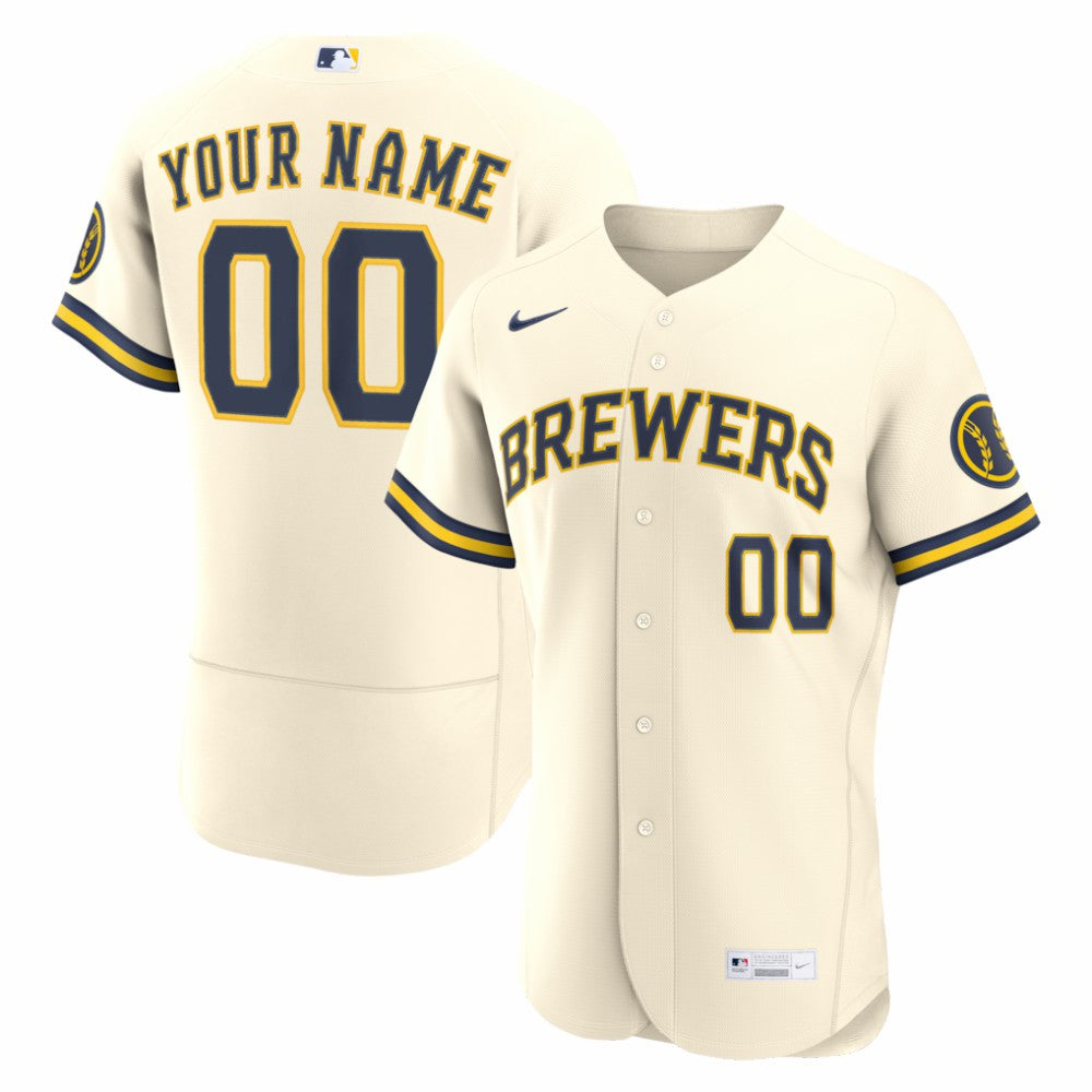 MLB Milwaukee Brewers Nike Home Authentic Custom Jersey - Cream