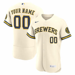 Milwaukee Brewers Nike Home Authentic Custom Jersey - Cream Jerseys