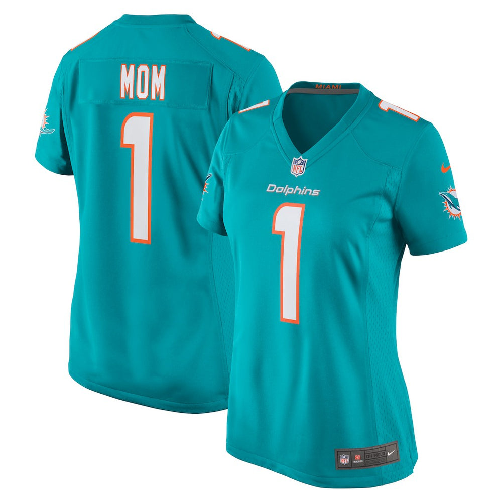 NFL Number 1 Mom Miami Dolphins Women's Game Jersey - Aqua