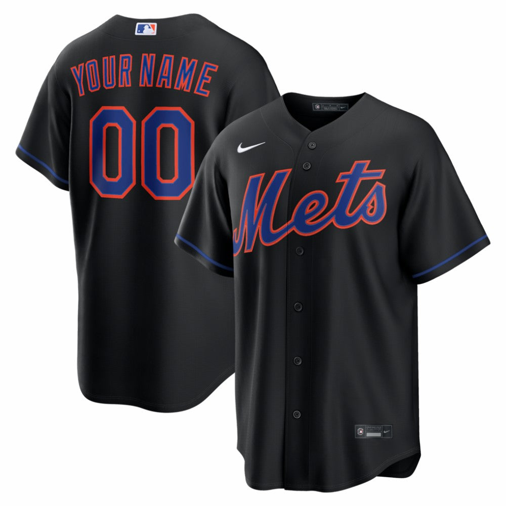 MLB New York Mets Nike Alternate Replica Custom Jersey - Black