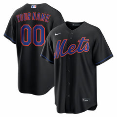 MLB New York Mets Nike Alternate Replica Custom Jersey - Black