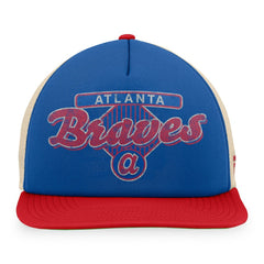 Atlanta Braves Fanatics Cooperstown Collection Talley Foam Trucker Snapback Hat - Royal/Red Hats