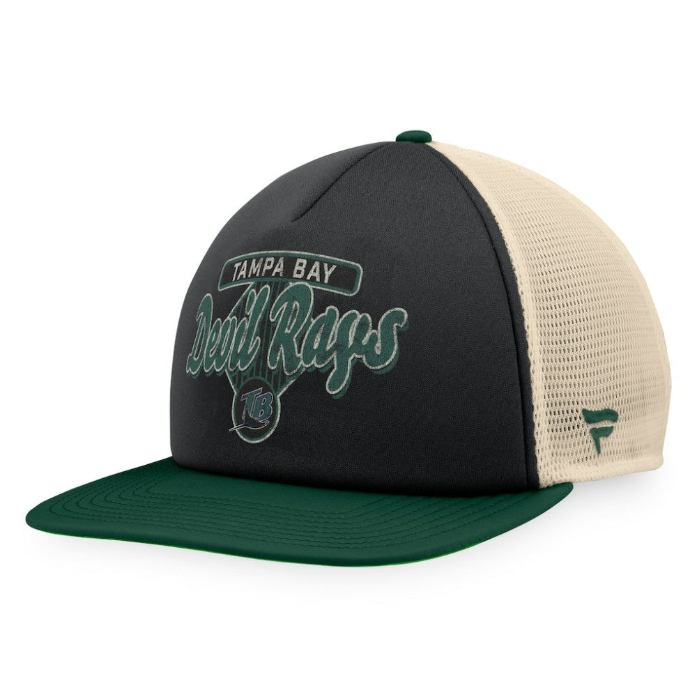 Tampa Bay Rays Fanatics Cooperstown Collection Talley Foam Trucker Snapback Hat - Black/Green Hats