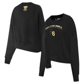 Philadelphia 76ers Pro Standard Women's Glam Cropped Pullover Sweatshirt - Black