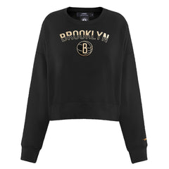 Brooklyn Nets Pro Standard Women's Glam Cropped Pullover Sweatshirt - Black
