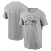 Colorado Rockies Nike Home Team Athletic Arch T-Shirt - Heather Gray T-shirts