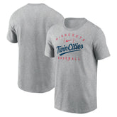 Minnesota Twins Nike Home Team Athletic Arch T-Shirt - Heather Gray T-shirts