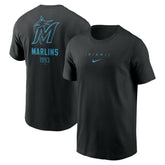 Miami Marlins Nike Large Logo Back Stack T-Shirt - Black T-shirts