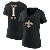 New Orleans Saints Women's Mother's Day V-Neck T-Shirt Black