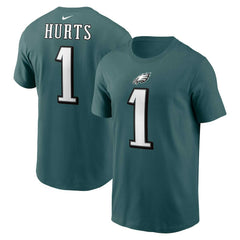 Jalen Hurts Philadelphia Eagles Player Name & Number T-Shirt Midnight Green