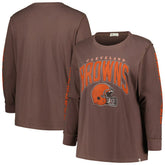 Cleveland Browns '47 Women's Plus Size Honey Cat SOA Long Sleeve T-Shirt Brown