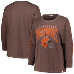 Cleveland Browns '47 Women's Plus Size Honey Cat SOA Long Sleeve T-Shirt Brown