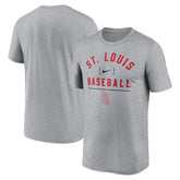 St. Louis Cardinals Nike Arch Baseball Stack Performance T-Shirt - Heather Charcoal T-shirts