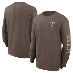 Texas Rangers Nike Statement Max90 Long Sleeve T-Shirt - Light Brown T-shirts