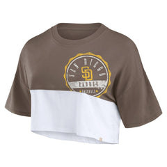 San Diego Padres Fanatics Women's Color Split Boxy Cropped T-Shirt - Brown/White T-shirts