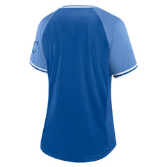 Kansas City Royals Fanatics Women's Glitz & Glam League Diva Raglan V-Neck T-Shirt - Royal T-shirts