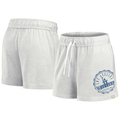 Los Angeles Dodgers Fanatics Women's Oversized Badge Lounge Shorts - Oatmeal Shorts