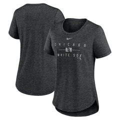 Chicago White Sox Nike Women's Knockout Team Stack Tri-Blend T-Shirt - Heather Black T-shirts