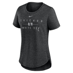 Chicago White Sox Nike Women's Knockout Team Stack Tri-Blend T-Shirt - Heather Black T-shirts