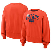 Houston Astros Nike Women's Oversized Cropped Pullover Sweatshirt - Orange Pullover
