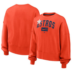 Houston Astros Nike Women's Oversized Cropped Pullover Sweatshirt - Orange Pullover