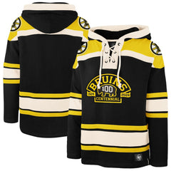 NHL Boston Bruins '47 100th Anniversary Superior Lacer Pullover Hoodie - Black