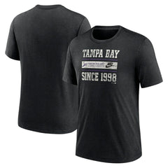 Tampa Bay Rays Nike Cooperstown Collection Local Stack Tri-Blend T-Shirt - Heather Black T-shirts