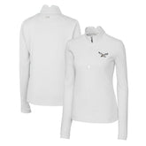 Philadelphia Eagles Cutter & Buck Women's Gridiron Classics Logo DryTec Traverse Stretch Quarter-Zip Pullover Top White
